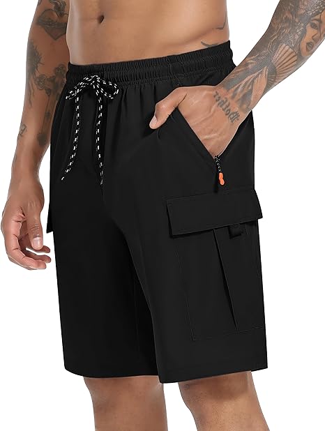 Men's Cargo Shorts Quick Dry Lightweight Stretch Hiking Shorts for Men with 5 Pockets No Lining